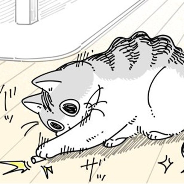 【ネコ漫画】猫砂で楽しそうに遊ぶ愛猫が「かわいすぎる」とSNSでコメント殺到!?その姿を不思議そうに見守る飼い主