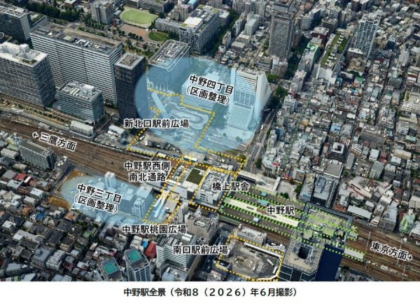 中野駅西側南北通路と橋上駅舎、12月6日に供用開始駅ビルも12月9日開業