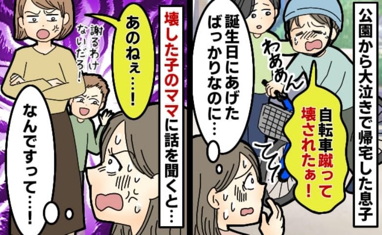 「自転車が壊された！」泣きじゃくる息子→壊した男の子のママが「うちの子は悪くない！」その言い訳