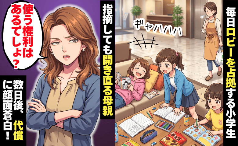 マンションのロビーを毎日占拠する子ども→母親「使う権利あるし」開き直った数日後…顔面蒼白の代償