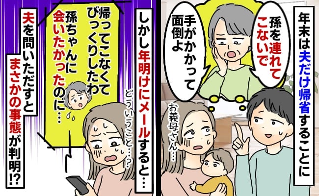 年末に義母から「孫を連れてくるな」しかし年明けに「なんで孫は来なかったの？」え？夫を問い詰めると