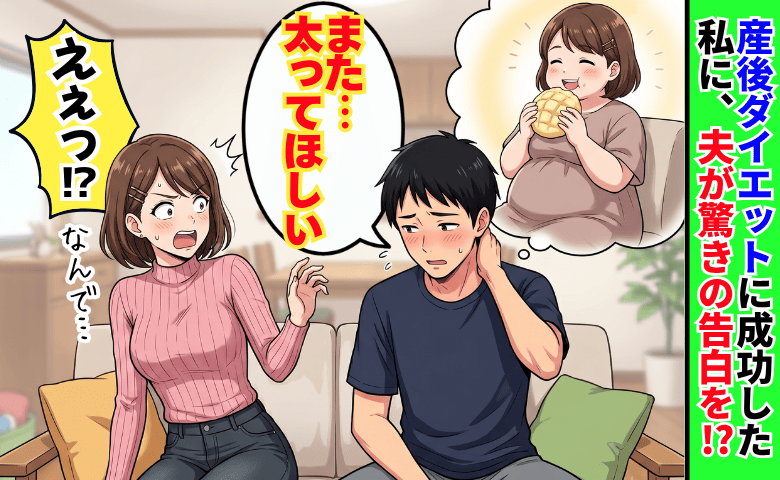 夫「また太ってほしい」妊娠中に15kg増量→産後ダイエット成功したのに夫は悲しそう…一体なぜ！？