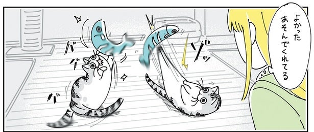 新しいおもちゃで激しく遊んでいる！ 良かった～と思っていたらまさかの展開