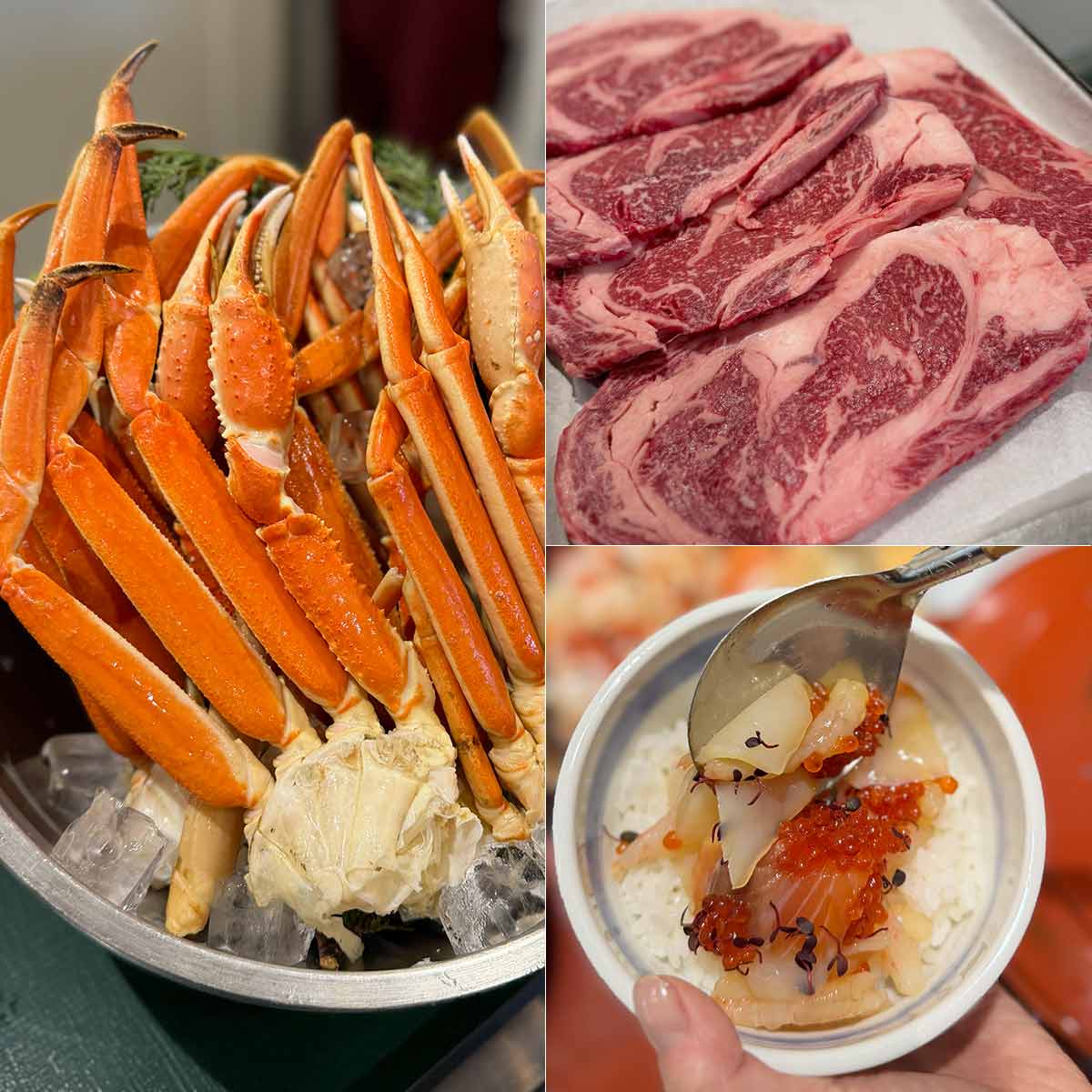 北海道産牛ステーキに本ズワイ蟹、これ全部食べ放題!?海鮮丼もメロンスイーツも揃うビュッフェをモチ子さんが実食