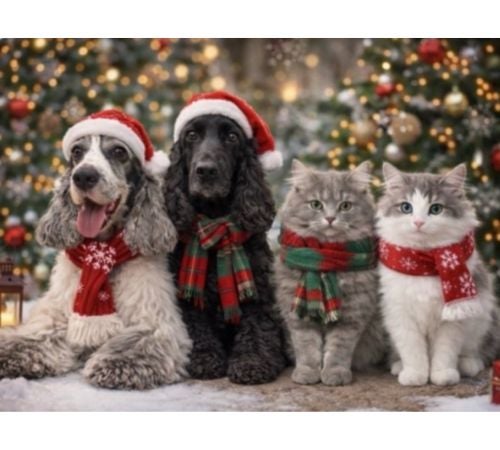  高橋克典、天国の愛犬も一緒に…愛猫＆愛犬X'mas写真公開 