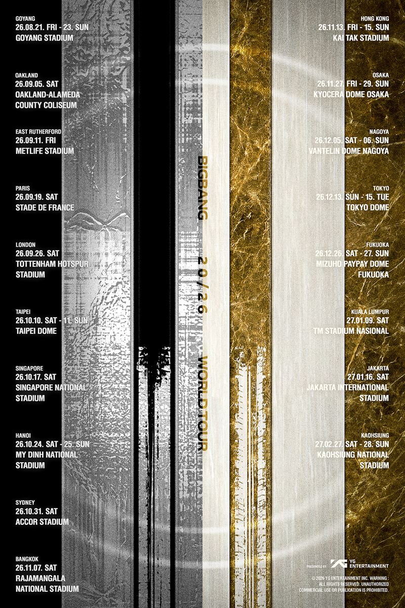BIGBANG、約9年ぶりワールドツアー開催決定日本は4都市10公演