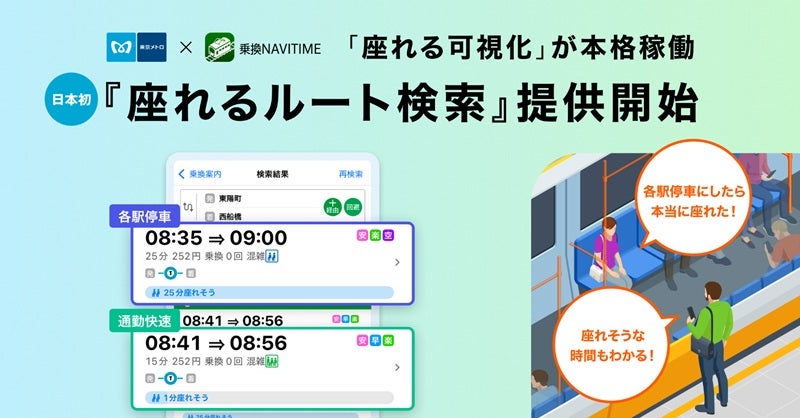 座れるルート検索停車駅ごとの着座確率も