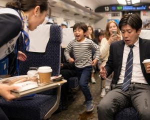 新幹線で大騒ぎする外国人親子にコーヒーをこぼされた男性が放った、“静まり返るほど重たいひと言”…数字が物語る「車内騒音」への厳しい視線も