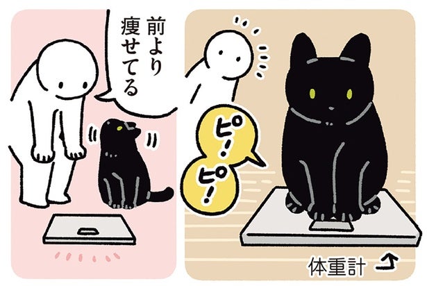 「体重減ってる!?」からの即ダッシュ。黒猫ろんのわかりやすすぎる行動