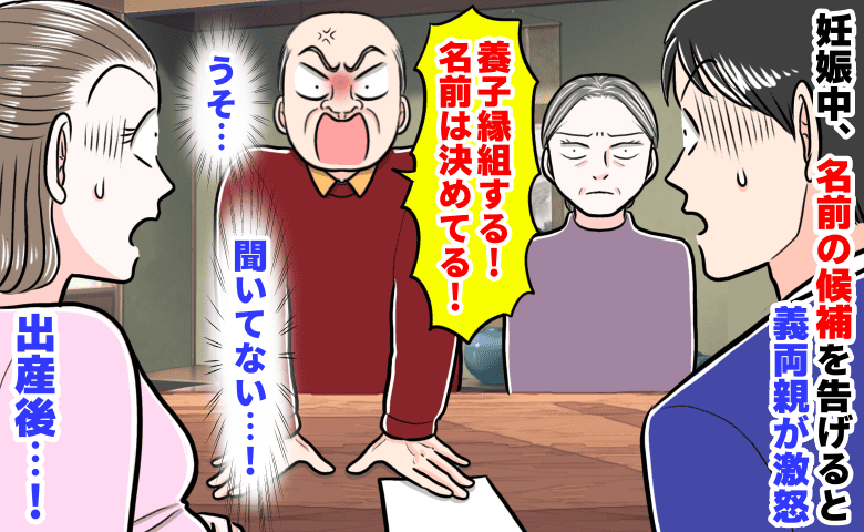 義両親「養子縁組する！名前は決めた」妊娠中、名前候補を告げると激怒→私を無視し進む計画…子どもは