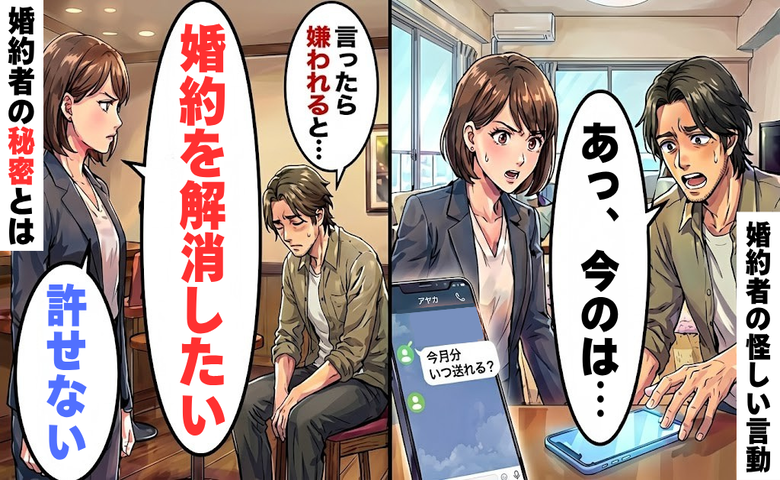 「今月分、いつ送れる？」婚約者のスマホに届いた女性からの通知。問い詰めて知った秘密とは