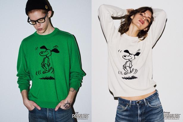 スヌーピーのヴィンテージアートが最上級カシミアに。「ルシアン ペラフィネ」×PEANUTSコラボ、8月28日発売