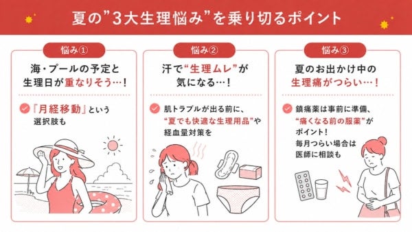 夏は生理のお悩みが増加！“夏の3大生理悩み”を乗り切る方法を医師が解説！