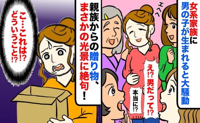 「え！男だって…！？」女系家族に男の子が生まれると大騒動→親族の贈り物に衝撃！まさかの光景に絶句