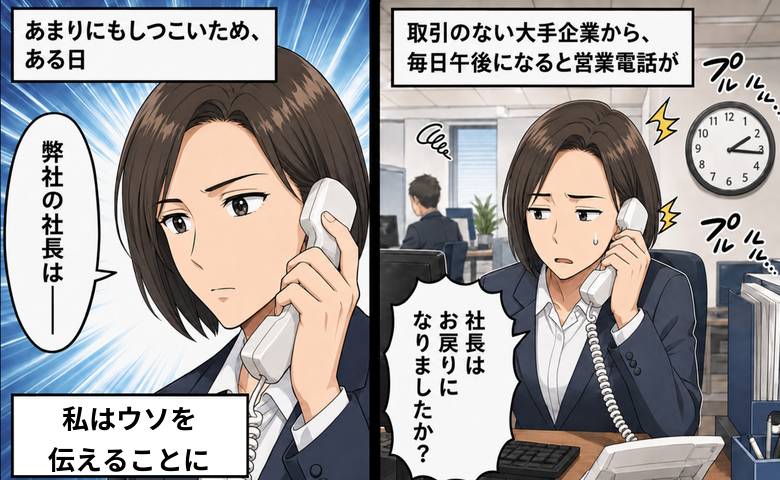 「社長はお戻りですか？」取引のない大手企業から毎日営業電話。私がついたウソでぴたりと止まったワケ