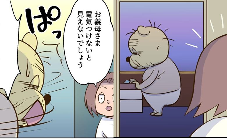 「電気つけないで！」暗い洗面所でメイクをする義母。照明を拒んだ理由に戸惑ったワケ＜義母と同居＞