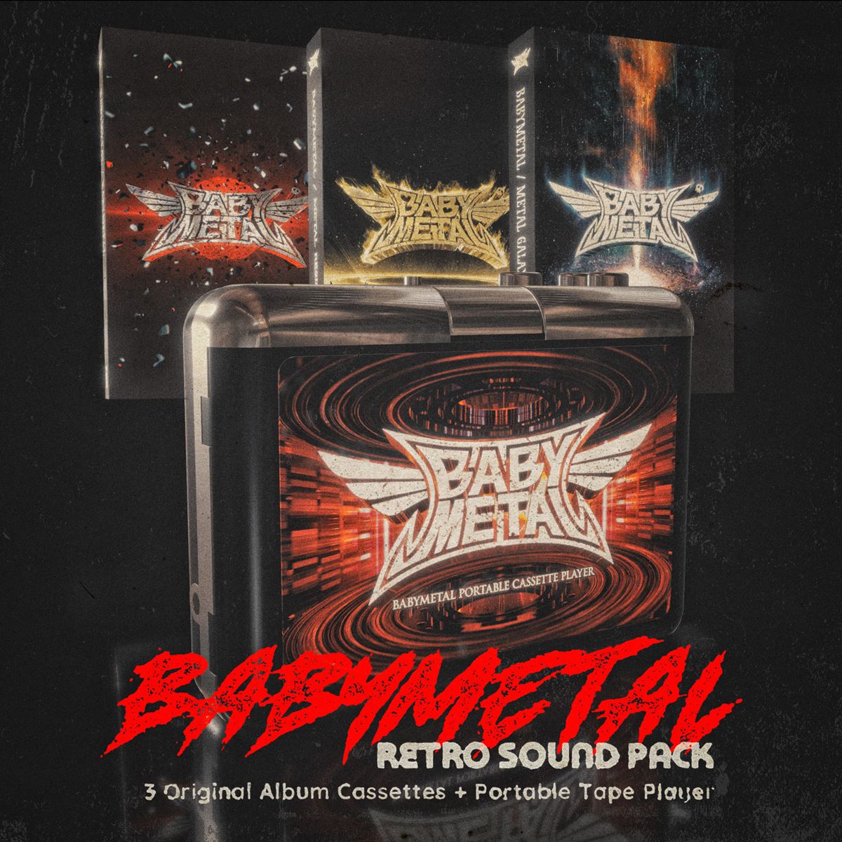 BABYMETAL、ポータブルカセットプレイヤーと旧譜アルバム3作品のカセットテープのバンドルセットを受注販売