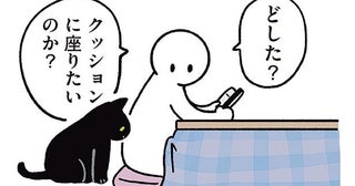クッションに座りたい黒猫ろん。飼い主が選んだ平和的な方法とは