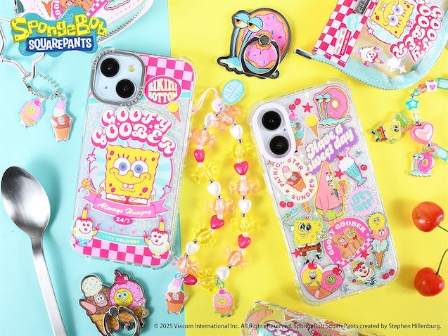 【スポンジボブ】「SKINNYDIP LONDON」新作コラボはポップなモバイルアクセサリー