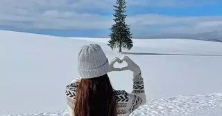 北海道の雪景色にポツンと立つ「クリスマスツリーの木」が幻想的って話題なの。冬旅の行き先としていかが？