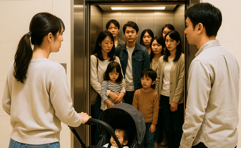 「またか…」ベビーカーで満員エレベーターを2度見送り→3度目…乗客の男性が放った一言で状況一変！