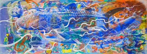 子どもたちと紡ぐ「土佐の美」特大土佐和紙×漆喰壁画アートの巡回展示が高知龍馬空港からスタート