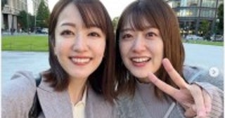 尾崎里紗アナ、“ずっと会いたかった”後輩アナと2ショット「同じ時期にママになり」