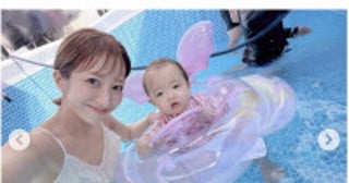 辻希美、第5子の夢空ちゃんがプールデビュー自宅設置の巨大プール満喫！杉浦太陽と3ショットも