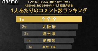 アニメ「とんがり帽子のアトリエ」ABEMAが1人あたりのコメント数が最も多い都道府県を発表“最もコメントで盛り上がった県”は？