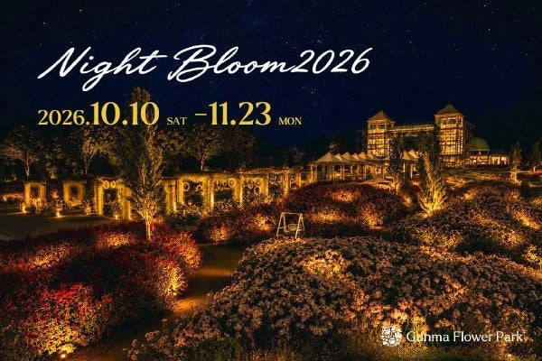 10万輪を超える秋の花々の幻想的なライトアップ。ぐんまフラワーパークプラスで秋バラを堪能するイベント開催