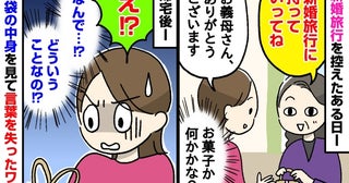 義母「新婚旅行に持って行ってね」手渡された小さな紙袋→お菓子かと思いきや…帰宅後、中身に絶句！