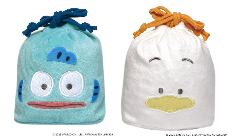 【サンリオ】「はぴだんぶい」がふわふわ素材のフェイス巾着に♪