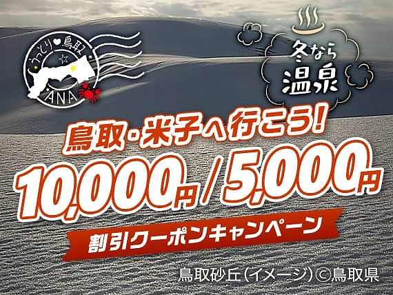 ANAトラベラーズ、東京/羽田～鳥取・米子線の早朝便などで使えるクーポンを配布最大10,000円割引