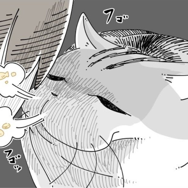 【ネコ漫画】ご飯を食べたら鼻息で知らせる愛猫!?その姿に「うちの猫も毎回やりますw」など共感コメント続々