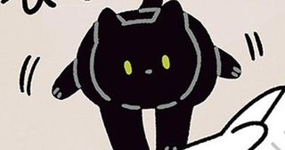 寝る前スマホは許さない！腕のあいだに飛び込む黒猫ろん