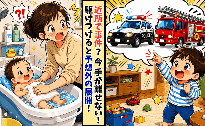 子どもが大声で「パトカーだ！消防車も！」焦って駆けつけた結果「ウソでしょ！？」大笑いしたワケは？