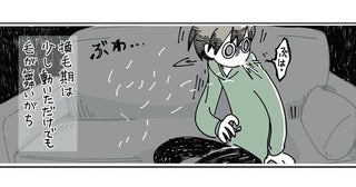 毛の抜け方がすさまじい！ 少し動くだけでも舞う猫の毛に飼い主も咳き込みます