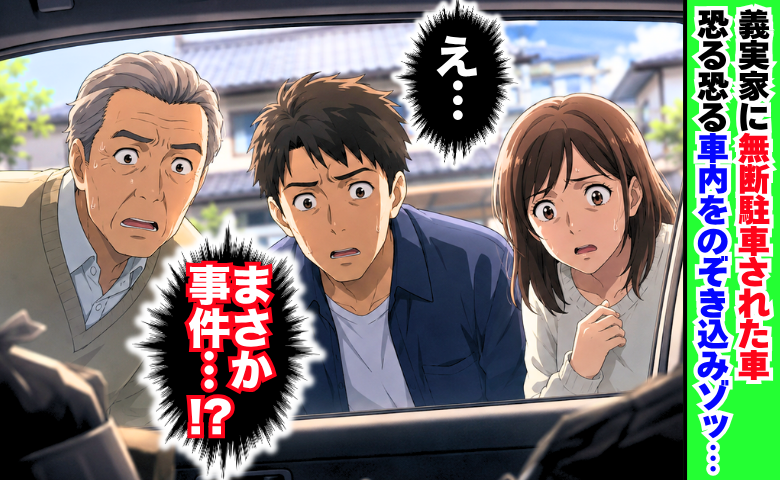 義父「すぐ来てくれ！駐車場に不審な車が…」駆けつけると車内にゾッ…→警察に通報。現れた持ち主は？
