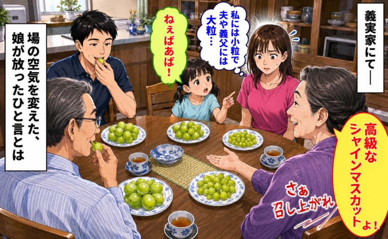 「私だけ小粒で夫には大粒…」義母が取り分けた高級ぶどう→6歳娘のひと言に場の空気が変わったワケ