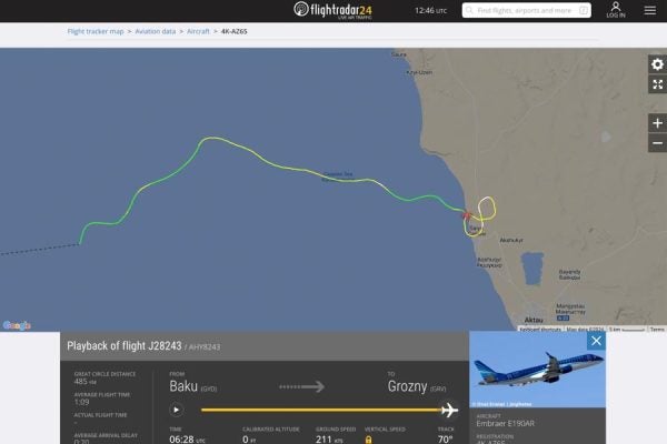 アゼルバイジャン航空機、カザフスタン西部で墜落67名搭乗