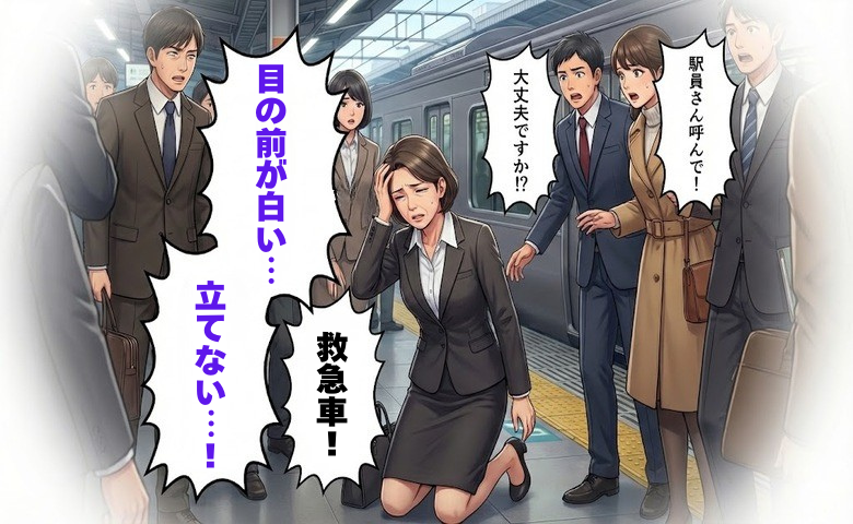 「視界が白い…」通勤ラッシュの駅ホームで倒れ救急車へ。検査で判明した体調不良の正体【体験談】