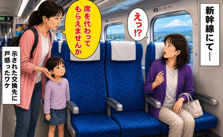 「席を代わってもらえませんか」新幹線の窓側指定席で声をかけられた私→示された交換先に困惑したワケ