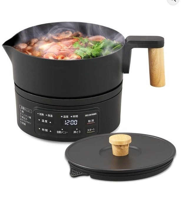 麺もスープもすぐできる。食卓に馴染むマットデザインの万能ケトル【アイリスオーヤマ】のクッキングケトルがAmazonに登場中‼