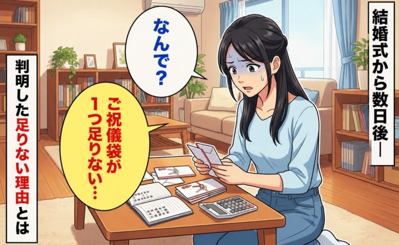 「え、なんで？」結婚式後、ご祝儀袋がひとつ足りない！？→友人の分が見当たらず…判明したのは