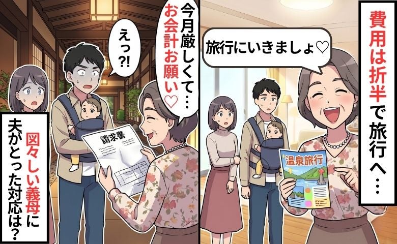 「お金はお願いね♡」折半を提案したのは義母なのに？家族旅行で図々しい豹変っぷりに絶句。すると夫が