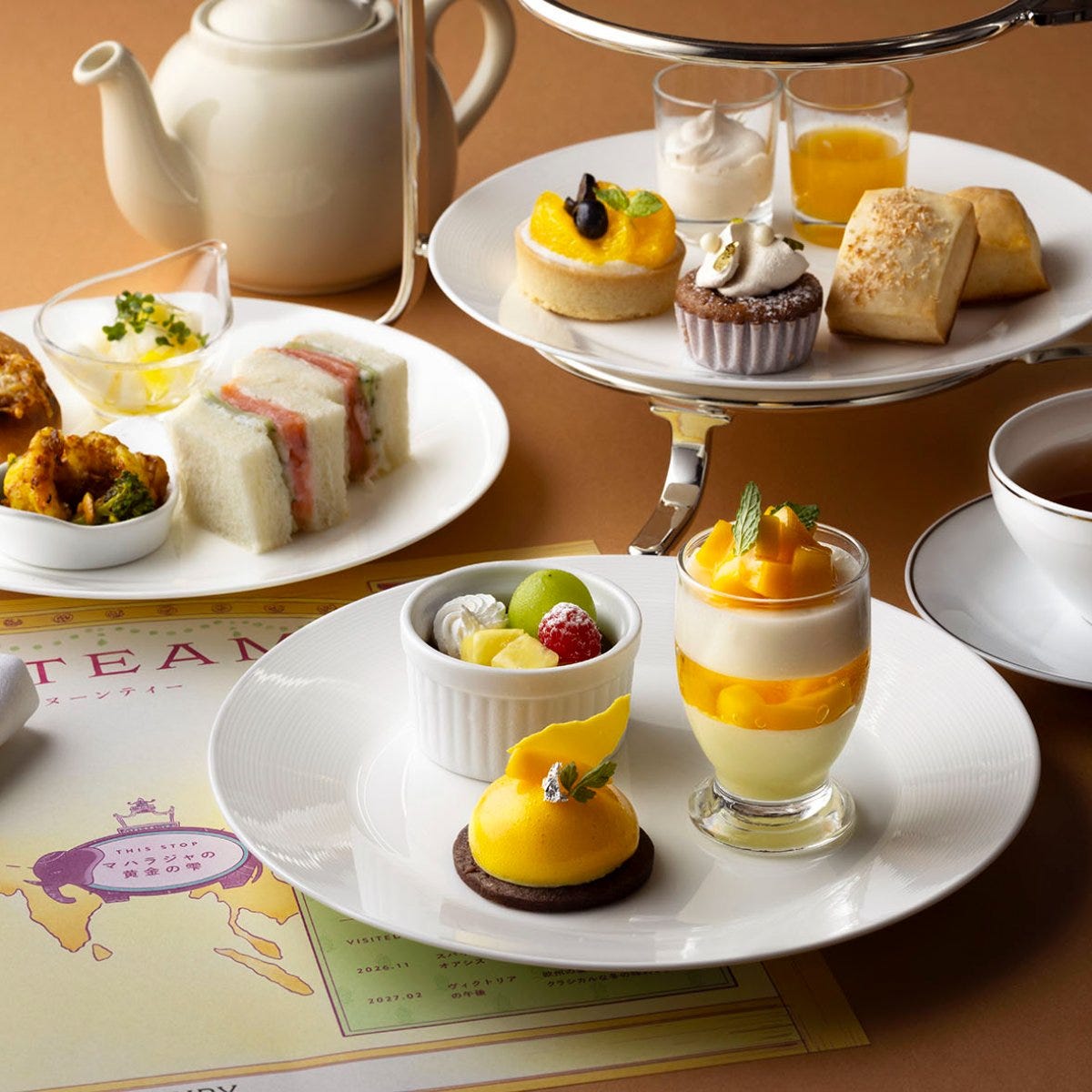 東京ステーションホテル×紅茶ブランド〈NEWBY〉とのコラボアフタヌーンティー。南アジアをイメージしたスイーツ＆セイボリー