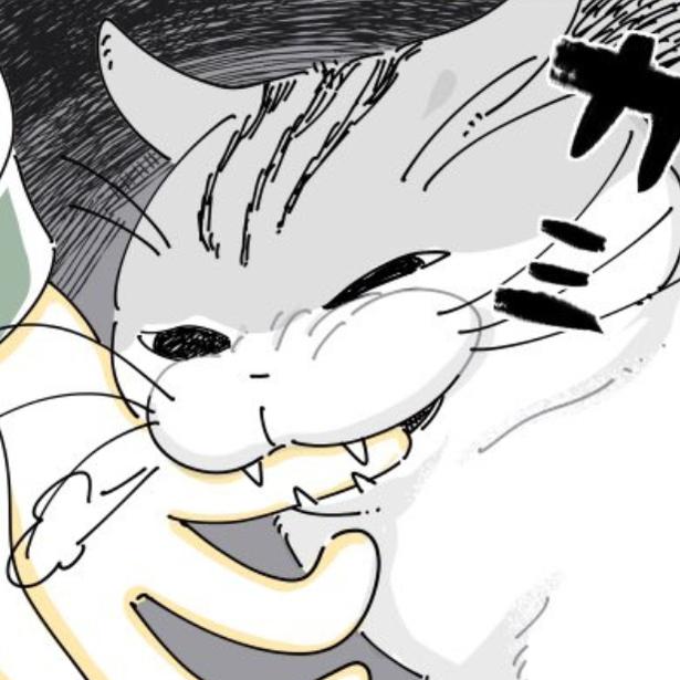 【ネコ漫画】飼い主の手をガブリと噛む愛猫!?その姿に「結局噛むんですねｗ」などの共感コメント＆8.3万超えの大反響
