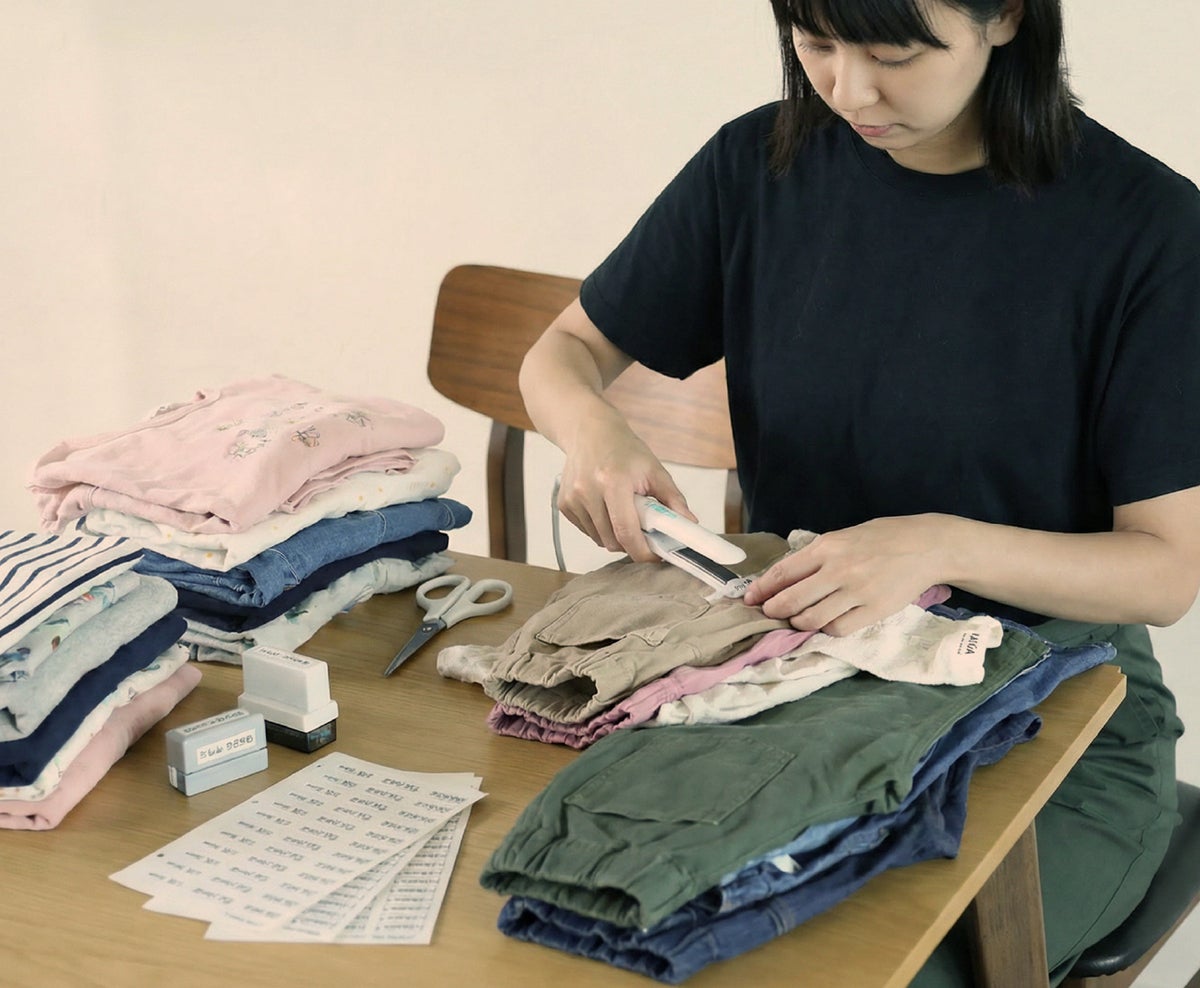 入園準備……「名前付けラッシュ」を救う新商品！挟んでギュッとするだけ！アイロン台いらず・USB給電・わずか65g。
