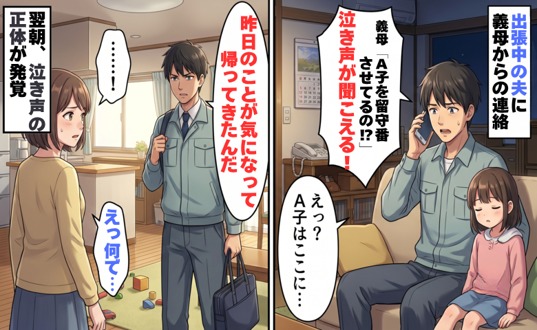 義母「家の中から泣き声がする」私「娘ならここにいますが…」義母が聞いた泣き声の正体