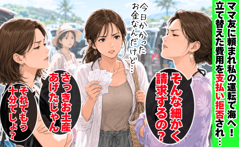 ママ友「そんな細かく請求？」「お土産あげたじゃん」車を出した私に逆ギレ→後日、さらなる追撃が！